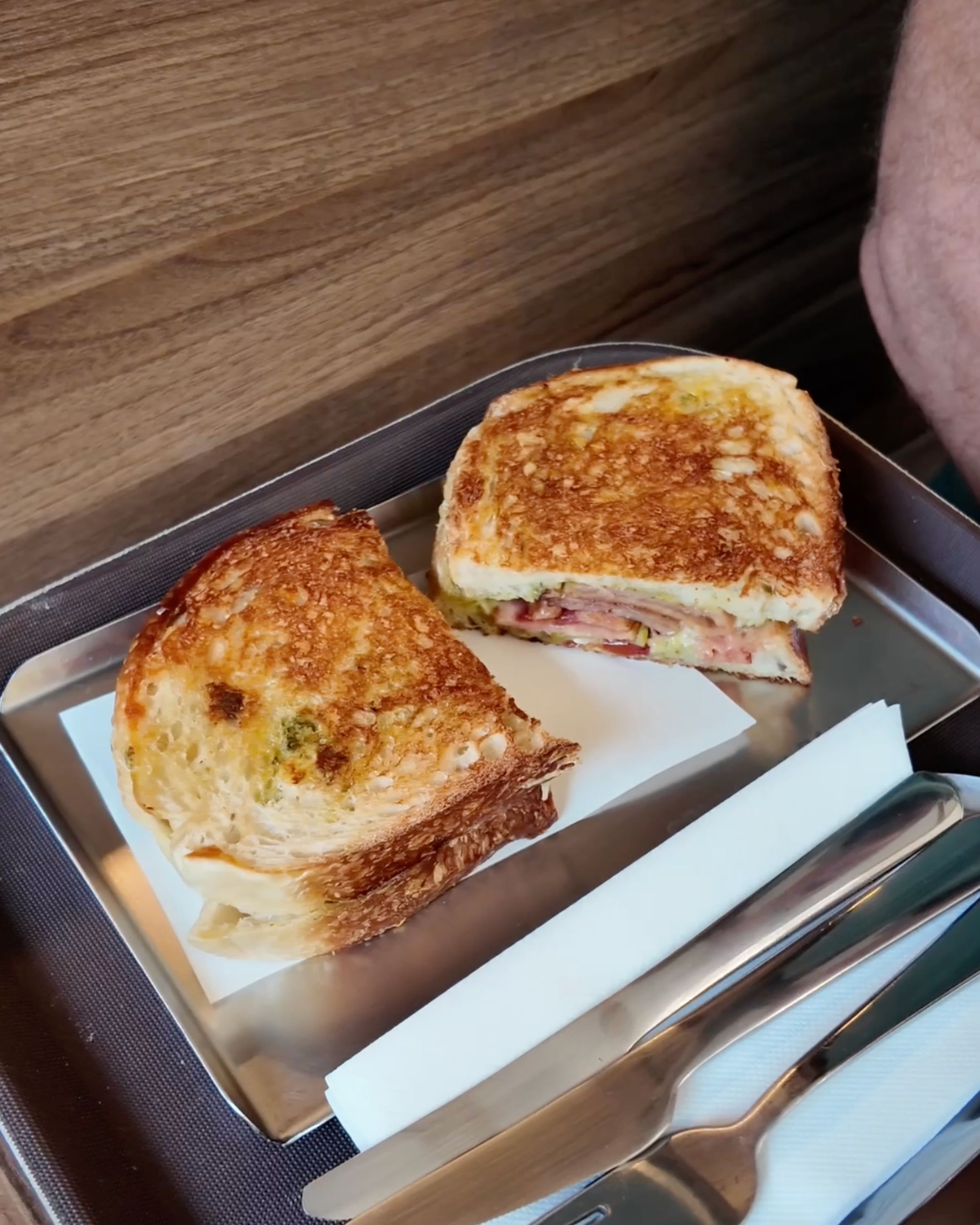 A tasty toasted sandwich, perfect for breakfast or lunch at CRUNCH x Pan Bagels.