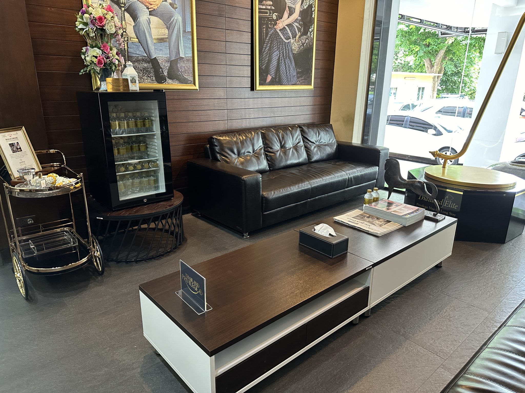 Elegant VIP lounge at Thailand Privilege Card office in Bangkok for long-term visa members