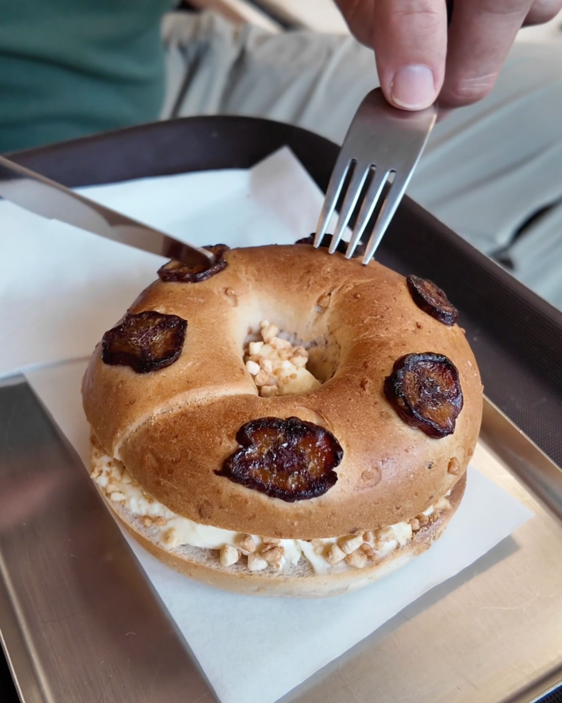 Discover a delicious bagel at CRUNCH x Pan Bagels, a great spot for brunch in Bangkok.