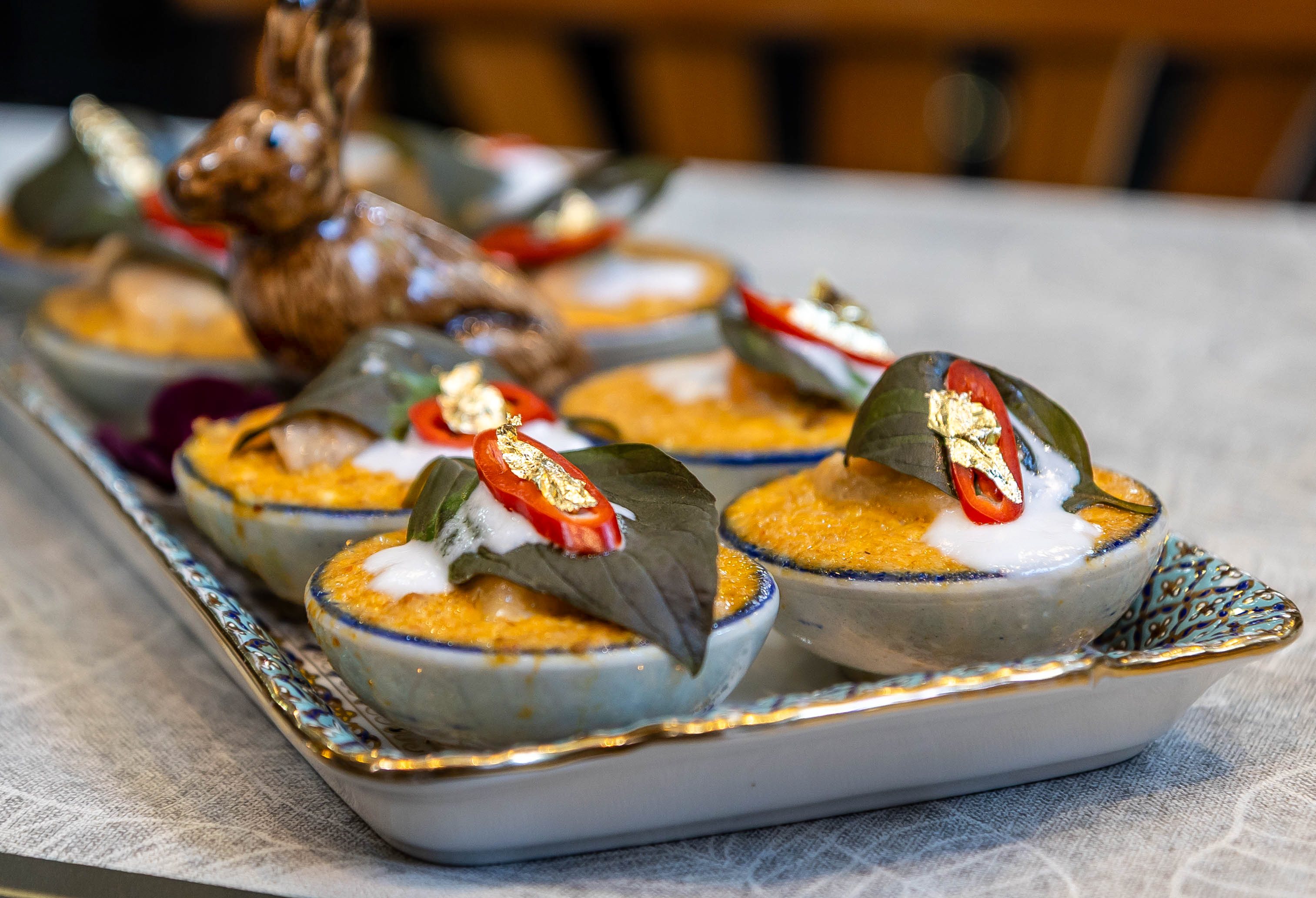 kanin the rabbit thai curry custard cups closeup